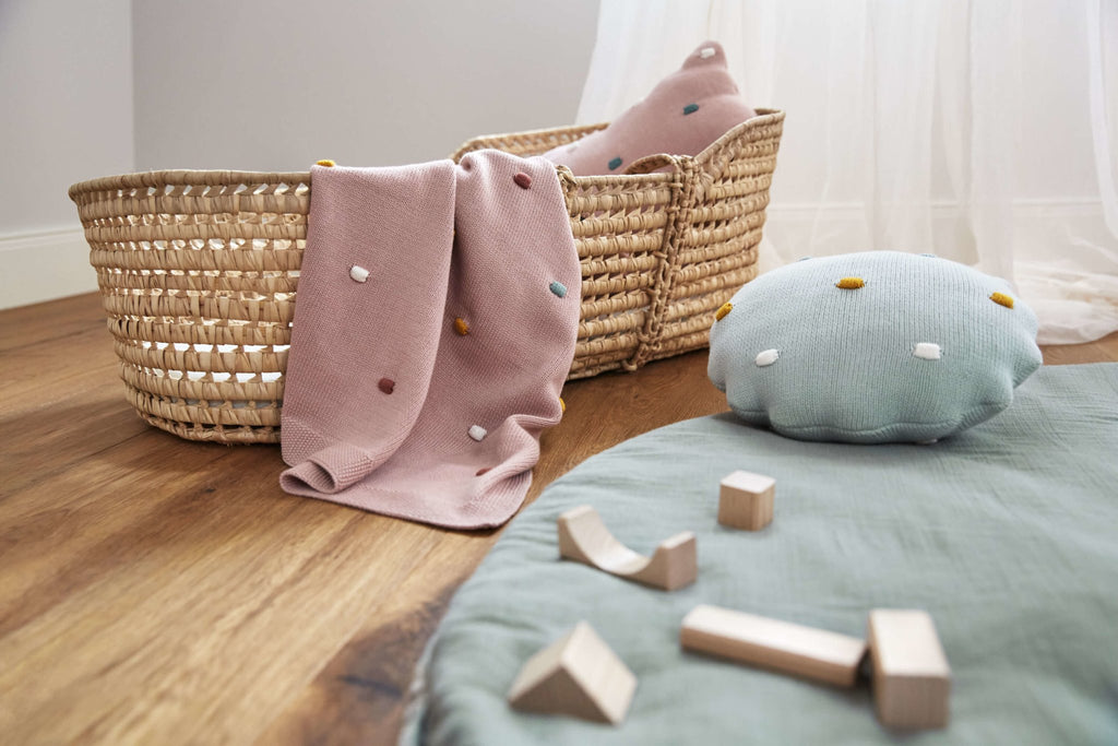 Lässig - Babydecke - Knitted Blanket GOTS - Dots Dusky Pink - Lolli & Pop